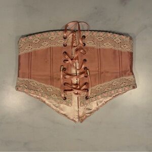 Elegant Lace-Up Peach Corset Belt